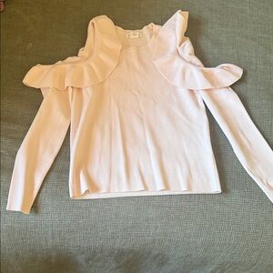 Club Monaco Light Pink Ruffle Shoulder Sweater